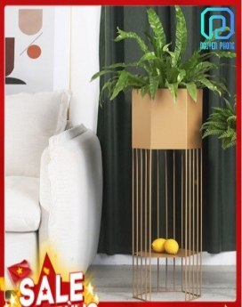 Kệ trang trí lục giác, trang trí chậu cây, chậu hoa văn phòng với thiết kế hiện đại