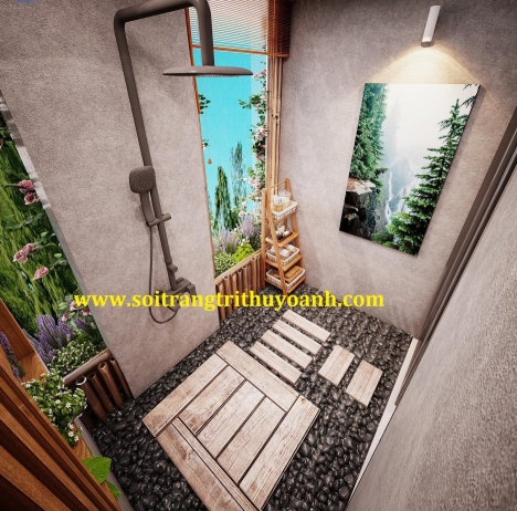 Sỏi đen bóng rải nhà tắm quận 2