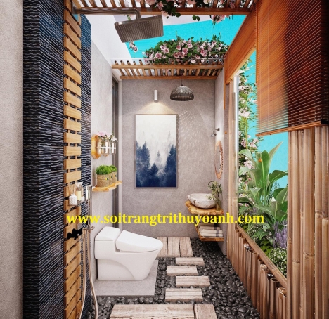 Sỏi đen bóng rải nhà tắm quận 2