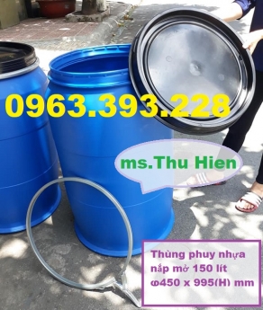 Thùng phuy nhựa nắp mở, thùng phuy nhựa giá rẻ, thùng đựng nước, thùng đựng hóa chất