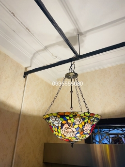 Đèn trần tifany hoạ tiết hoa  hồng hàng Mỹ