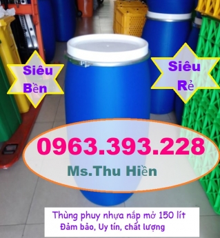 Thùng phuy nhựa nắp mở, thùng phuy nhựa giá rẻ, thùng đựng nước, thùng đựng hóa chất