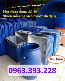 Bồn nhựa xanh công nghiệp, thùng nhựa chữ nhật dung tích lớn, thùng nhựa tròn