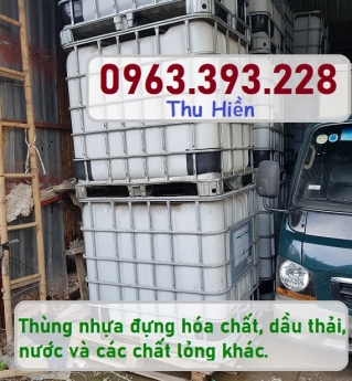 Thùng chứa hóa chất giá rẻ, tank nhựa IBC 1000 lít giá rẻ, bồn nhựa 1 khối có khung thép