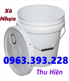 Vỏ thùng sơn, xô sơn màu trắng, xô nhựa đựng hóa chất