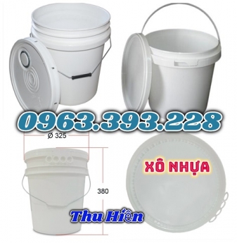 Vỏ thùng sơn, xô sơn màu trắng, xô nhựa đựng hóa chất