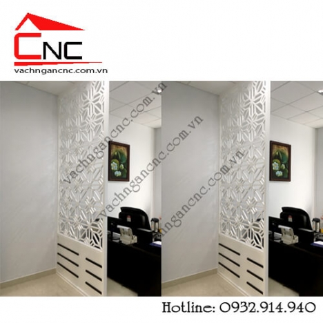 Trang trí phòng khách đẹp với vách ngăn hoa văn gỗ