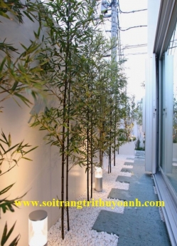 Sỏi trắng quay rải tiểu cảnh biệt thự