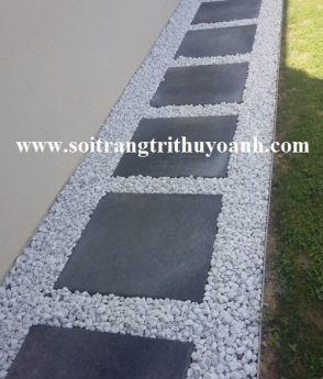 Sỏi trắng quay rải tiểu cảnh biệt thự