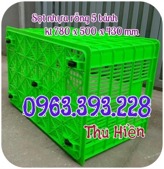 Sọt nhựa công nghiệp, sọt nhựa rỗng 5 bánh xe, sọt đựng hàng có bánh xe, sóng nhựa rỗng
