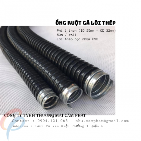 Ống ruột gà lõi thép D32 (1 inch) bọc nhựa PVC