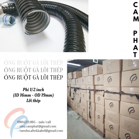 Ống ruột gà lõi thép phi 1/2 inch (bọc nhựa PVC)