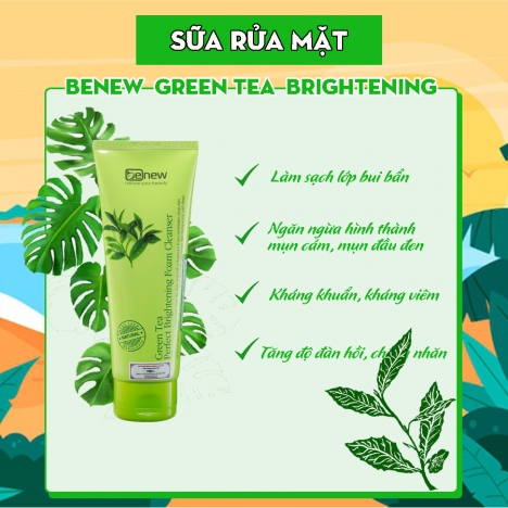 Sữa rửa mặt sáng da Trà Xanh - BENEW Green Tea Brightening 160ml