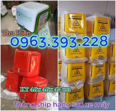 Thùng chở hàng sau xe máy, thùng nhựa ship hàng loại nhỏ, thùng giao hàng giá rẻ, thùng chở hàng nhự