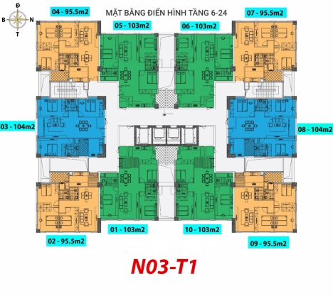 Bán căn hộ 95.5m2 View hồ điều hòa Khu ngoại giao đoàn Tòa N03T1, 03PN, 02VS, Giá bán 3.2 tỷ