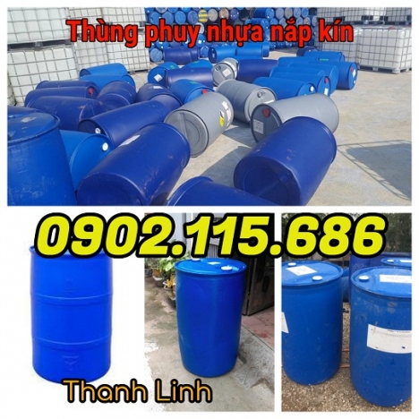 Thùng phuy nhựa, thùng phuy nắp kín, thùng phuy nhựa nắp kín, thùng phuy nhựa nắp kín 200 lít, thùng