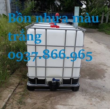 Bán bồn nhựa màu trắng(tank nhua ), tank nhựa 1000 lít có van xả, tank nhựa cũ