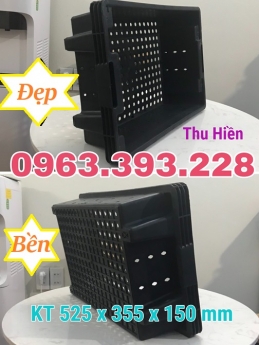 Sọt nhựa sóng cá, sọt nhựa HS002 giá rẻ, sọt nhựa công nghiệp, sọt đựng hải sản