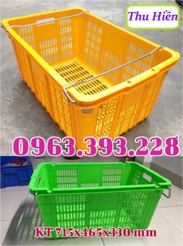 Sọt nhựa rỗng quai sắt, sọt nhựa công nghiệp giá rẻ, sóng nhựa rỗng HS011, sọt quai sắt đựng trái câ