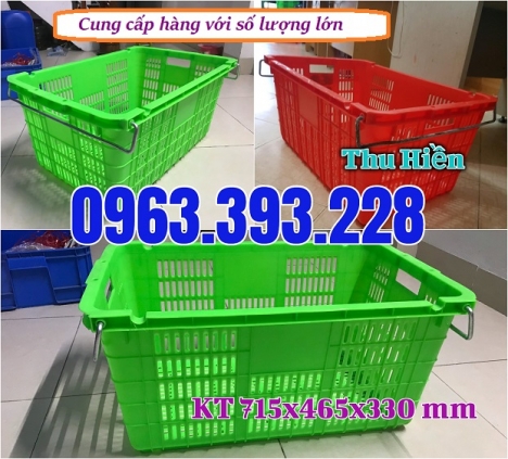Sọt nhựa rỗng quai sắt, sọt nhựa công nghiệp giá rẻ, sóng nhựa rỗng HS011, sọt quai sắt đựng trái câ