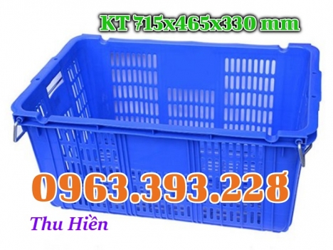 Sọt nhựa rỗng quai sắt, sọt nhựa công nghiệp giá rẻ, sóng nhựa rỗng HS011, sọt quai sắt đựng trái câ