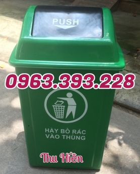 Thùng rác nhựa nắp lệch, thùng rác nắp bập bênh, thùng rác nhựa 60 lít, thùng rác công cộng