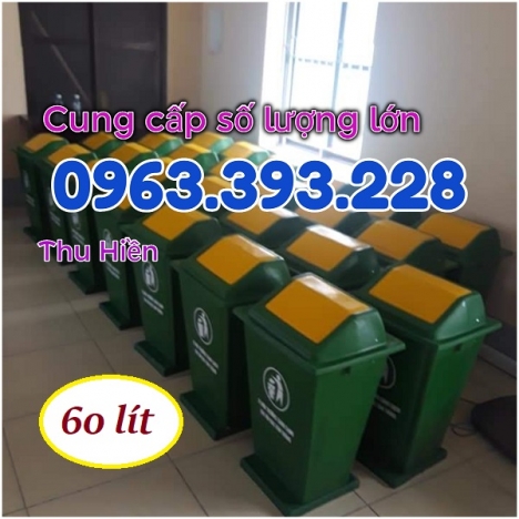 Thùng rác nhựa nắp lệch, thùng rác nắp bập bênh, thùng rác nhựa 60 lít, thùng rác công cộng
