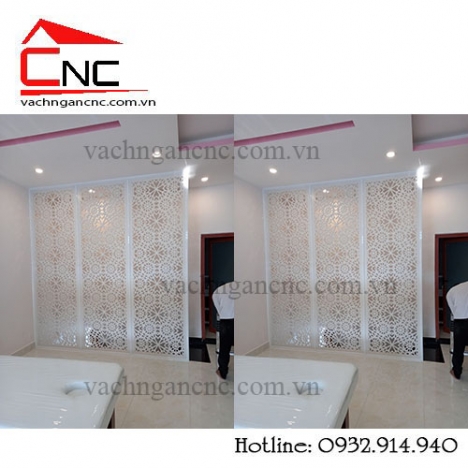 Đơn vị làm vách ngăn hoa văn cnc phòng khách đẹp