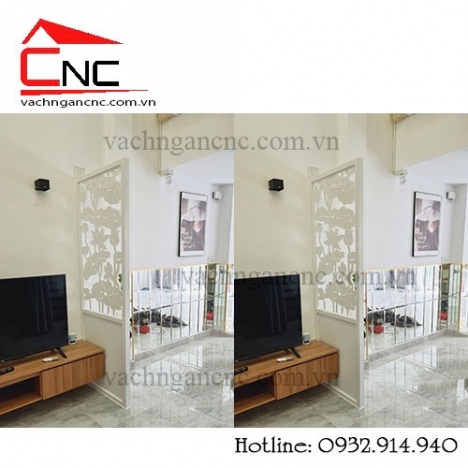 Đơn vị làm vách ngăn hoa văn cnc phòng khách đẹp