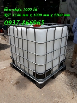 Bồn nhựa đựng nước màu trắng 1 khối, tank nhựa cũ IBC, bán tank nhựa nuôi ca koi