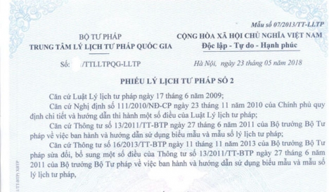Tư vấn hồ sơ làm phiếu lý lịch tư pháp