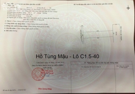 Bán đất đường Hồ Tùng Mậu, Sát biển, Giá sập hầm