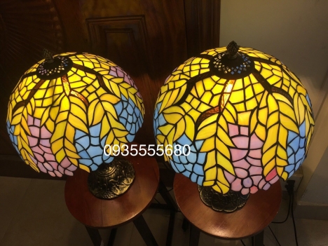 Giao lưu đôi e đèn bàn tiffany xanh hồng nhỏ xinh