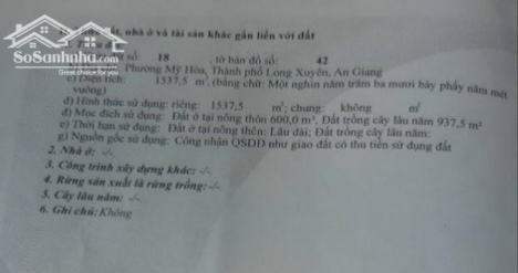 BÁN 1.5 CÔNG ĐẤT PHƯỜNG MỸ HÒA