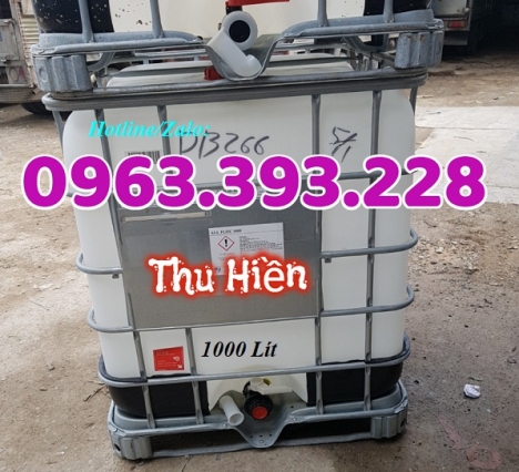 Tank nhựa có khung sắt, bồn chứa hóa chất, tank 1000 lít đã qua sử dụng, tank IBC 1 khối