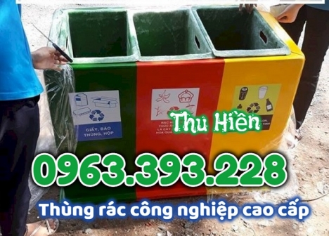 Thùng rác 3 ngăn có mái, thùng phân loại rác 3 ngăn, thùng rác nhựa composite