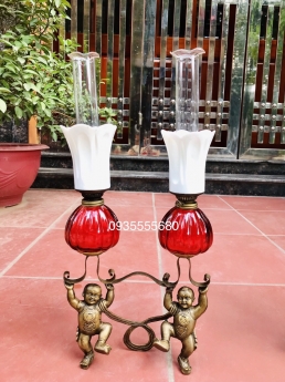 Giao lưu đôi đèn dầu đồng hàng hiếm