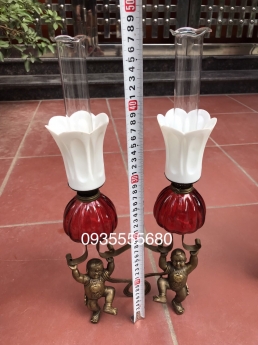 Giao lưu đôi đèn dầu đồng hàng hiếm
