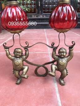 Giao lưu đôi đèn dầu đồng hàng hiếm
