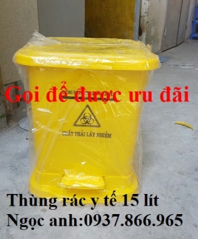 Thùng rác theo tiêu chuẩn của bộ y tế, thùng rác màu vàng, thung rac y te