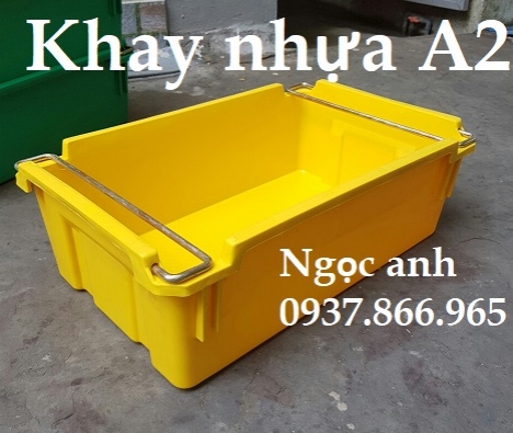 Thùng nhựa đặc có quai sắt tại hà nội , khau nhựa A2, khay nhựa quai sắt
