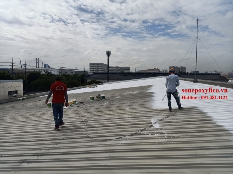 Thi công sơn chống nóng mái tôn