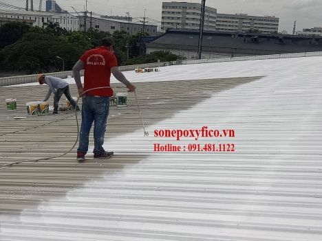 Thi công sơn chống nóng mái tôn