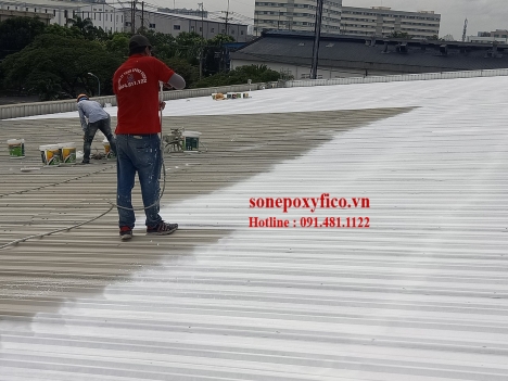 Thi công sơn chống nóng mái tôn