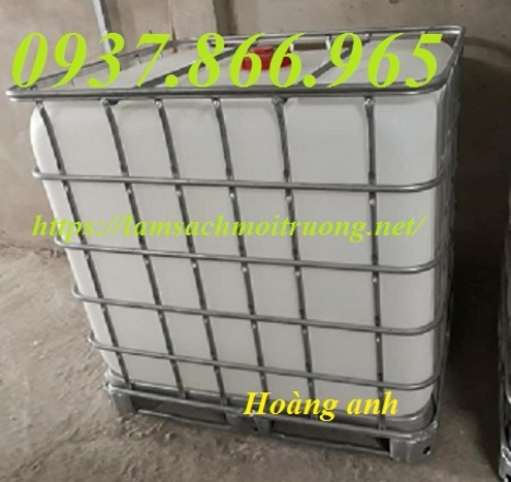 Bán tank nhựa 1000l, Tank nhựa 1000l có khung thép bao quanh, tank nhựa