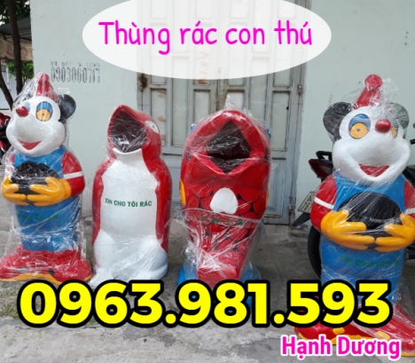 Thùng rác con thú, thùng rác nhựa composite