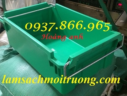 Thùng nhựa dùng trong nhà máy có quai sắt, thùng nhựa đặc A2,m khay nhựa đựng đồ kim khí