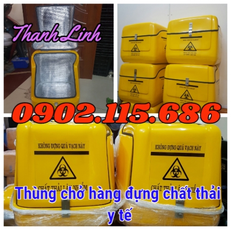 Thùng chở hàng y tế, thùng đựng vật tư y tế , thùng đựng chất thải y tế sau xe máy, thùng thu gom ch