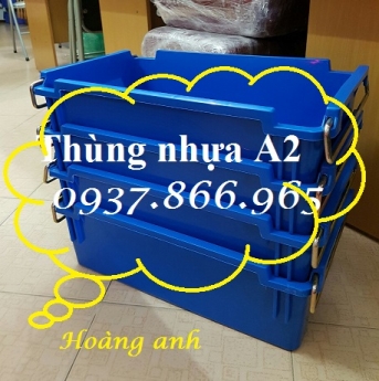 Thùng nhựa nguyên sinh có quai sắt, thùng nhựa A2, hộp nhựa cơ khí(khay nhự công nghiệp)