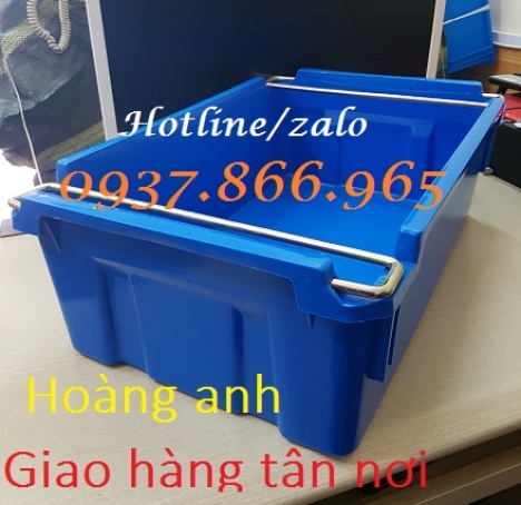 Thùng nhựa nguyên sinh có quai sắt, thùng nhựa A2, hộp nhựa cơ khí(khay nhự công nghiệp)